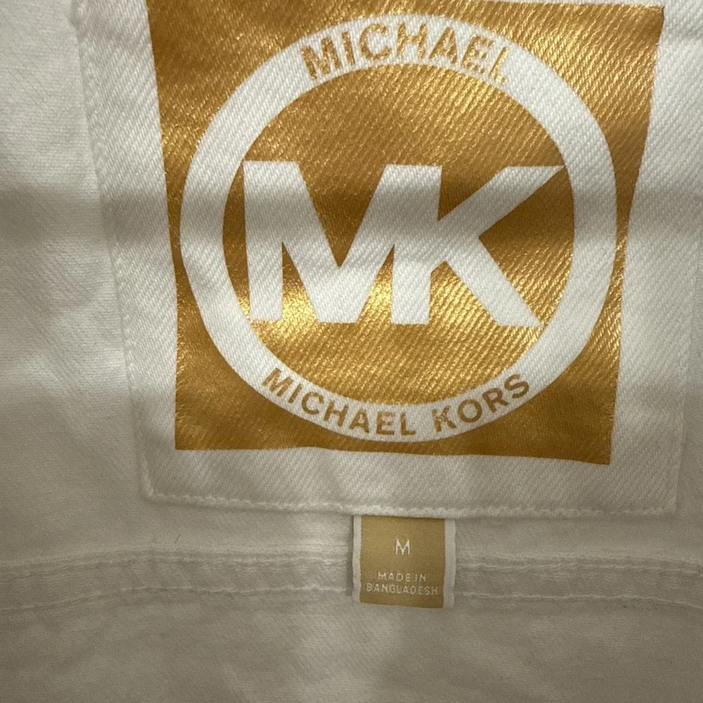 MICHAEL KORS WOMEN'S LONG SLEEVE DENIM WHITE JEAN JACKET SIZE M
